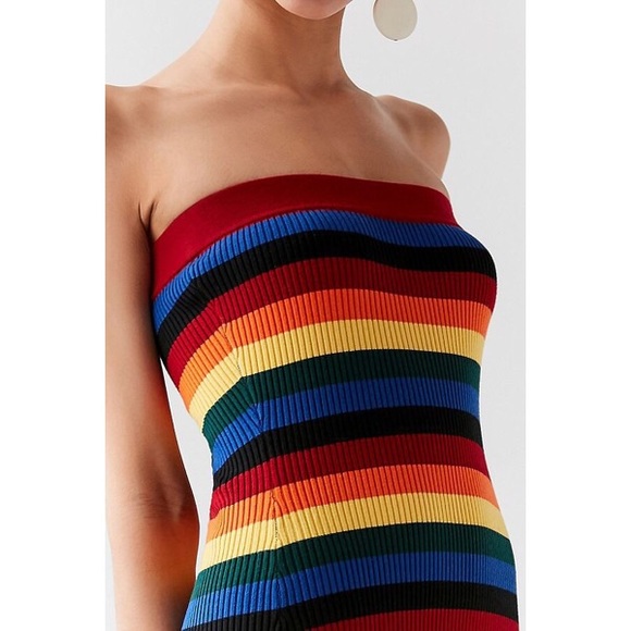 🆕Rainbow Striped Tube Mini Dress - Picture 4 of 4